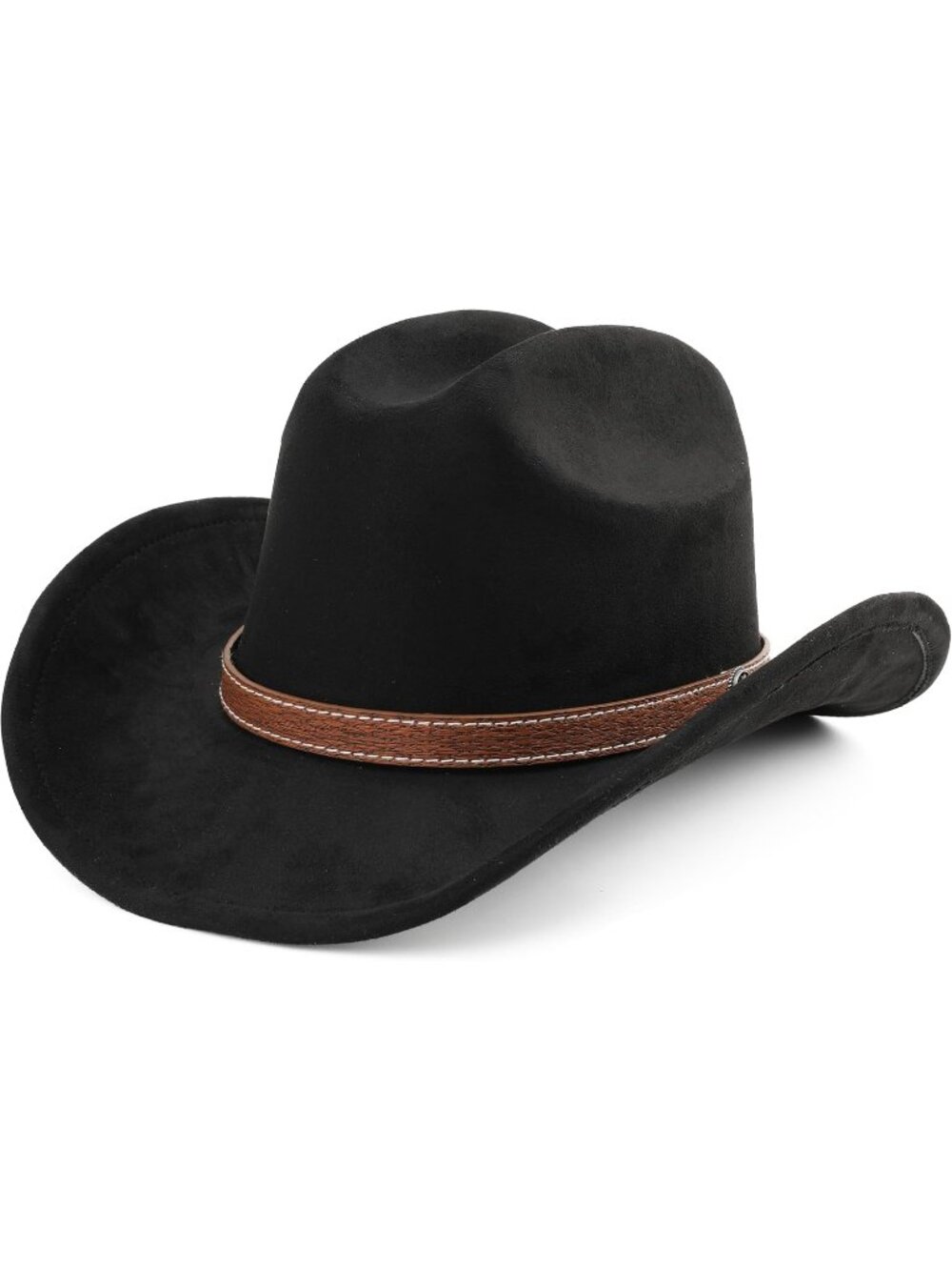 Kids Black Pull-On Western Costume Cowboy Hat with Brown Band